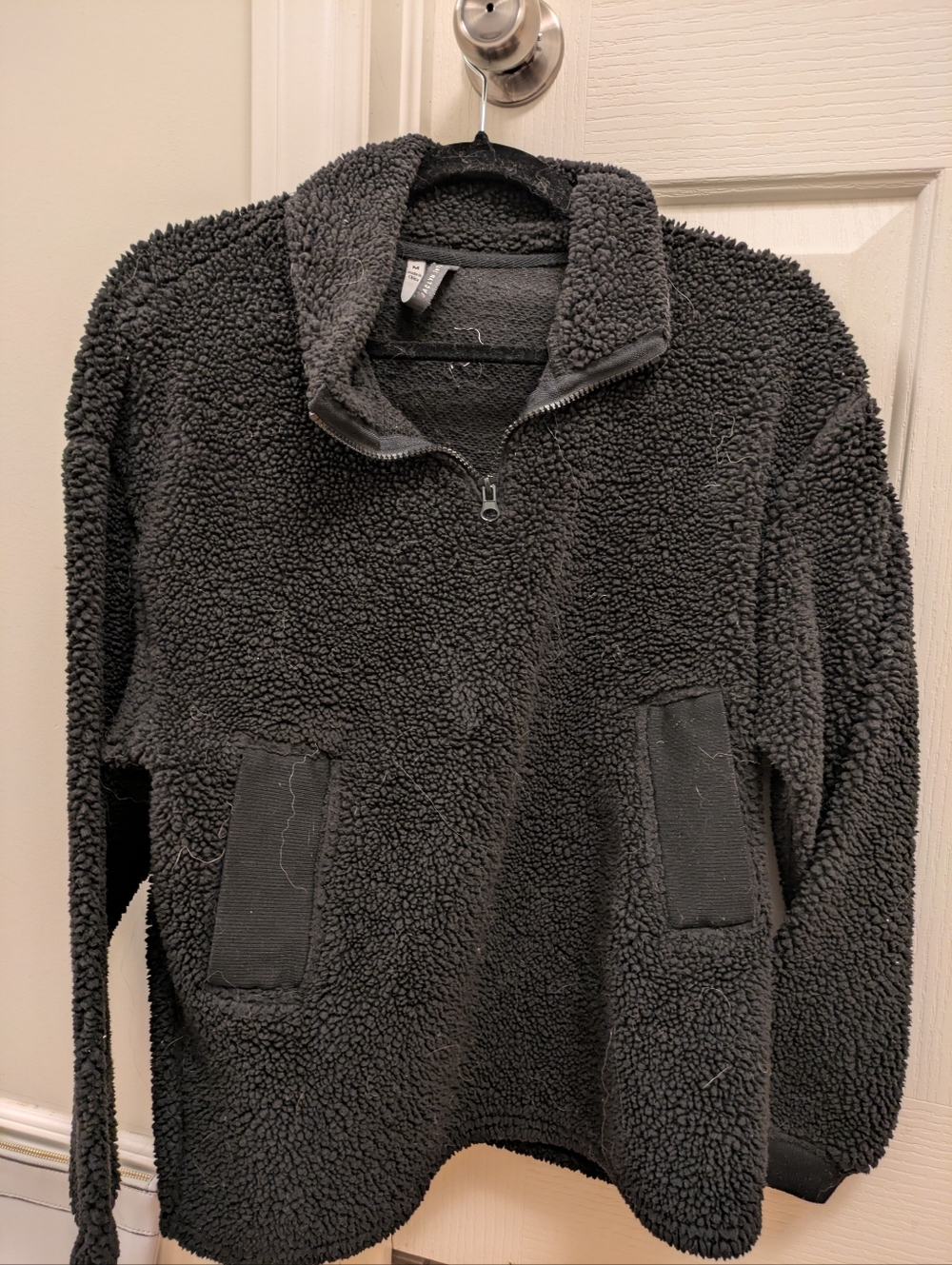 Cozy Women's Black Sherpa Half-Zip Pullover